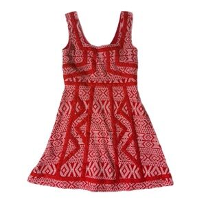 Maeve by Anthropologie Women’s Emma Red/White Midi Dress Size 8 Bohemian